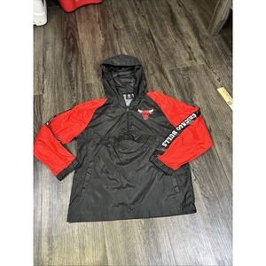 Chicago Bulls NBA Youth Hooded Windbreaker Jacket Black Red White Size L (14-16)